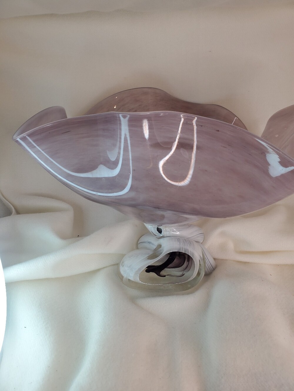 1999 - Handmade Swirl Glass Bowl - Unique Decorative Accent, signed